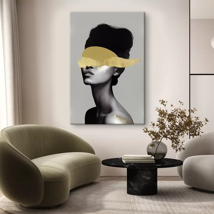 Wandbilder Bild einer jungen Frau mit Farbe im Gesicht s34862