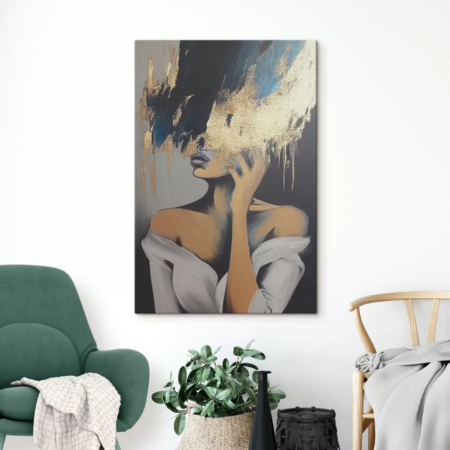 Wandbilder Junge Frau mit schwarzer Farbe auf ihrem Gesicht s34863