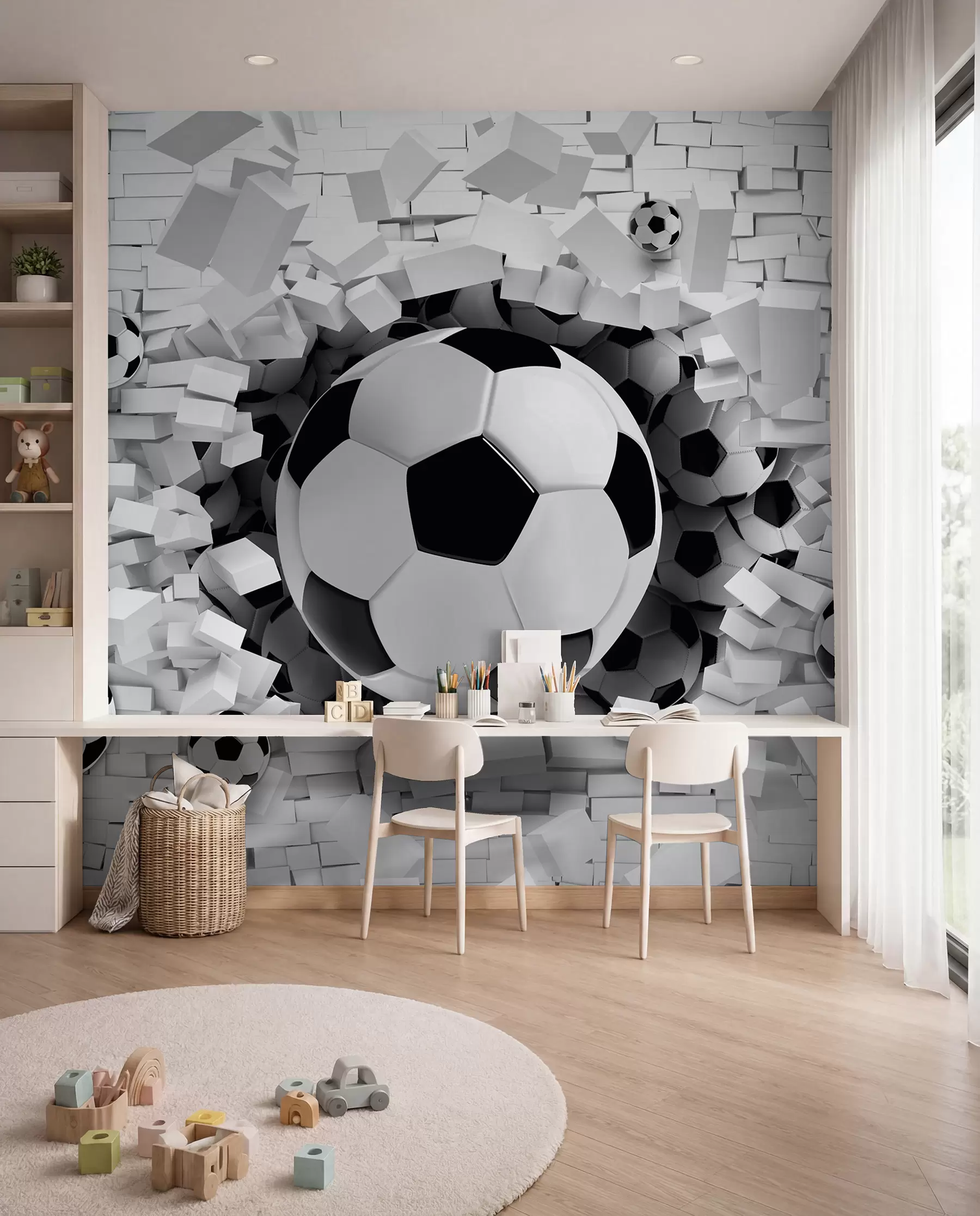 Fototapete Fußball durchbricht die Wand u96315