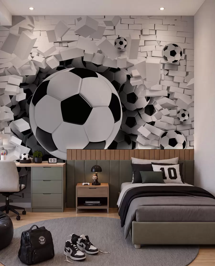 Fototapete Fußball durchbricht die Wand u96315