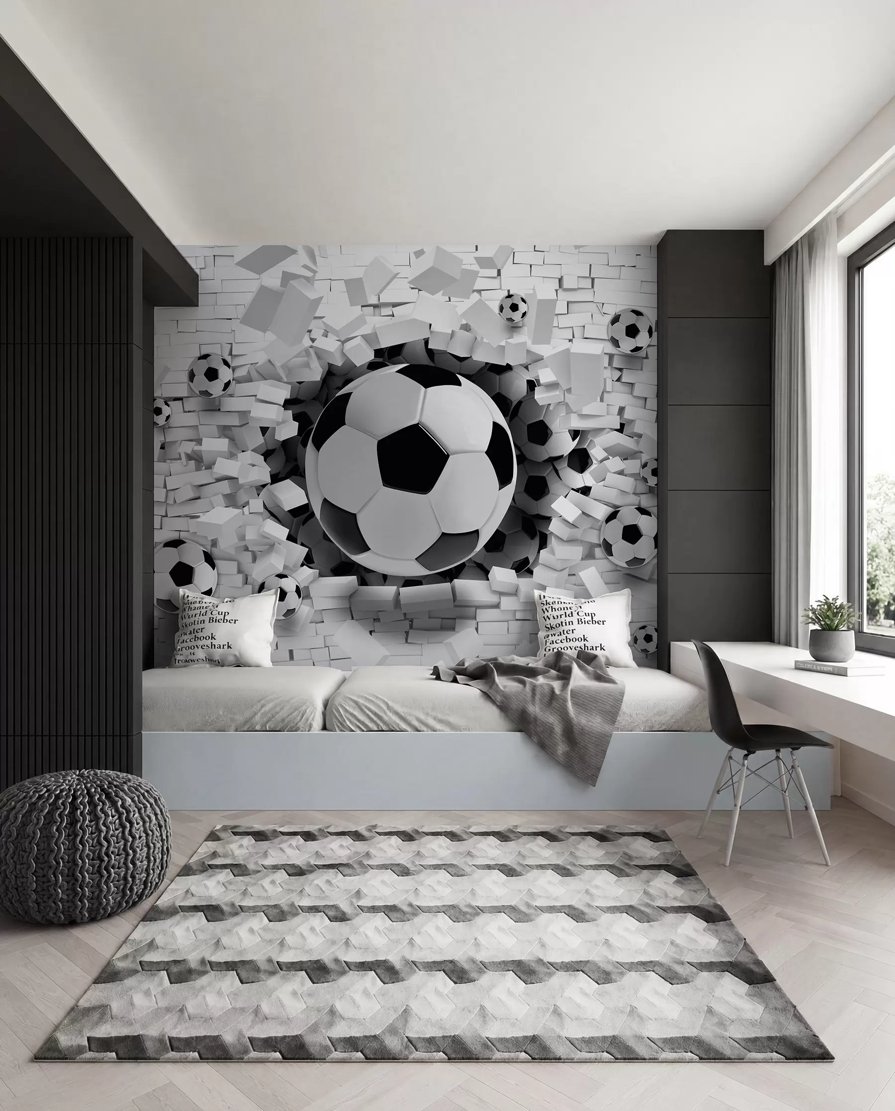 Fototapete Fußball durchbricht die Wand u96315