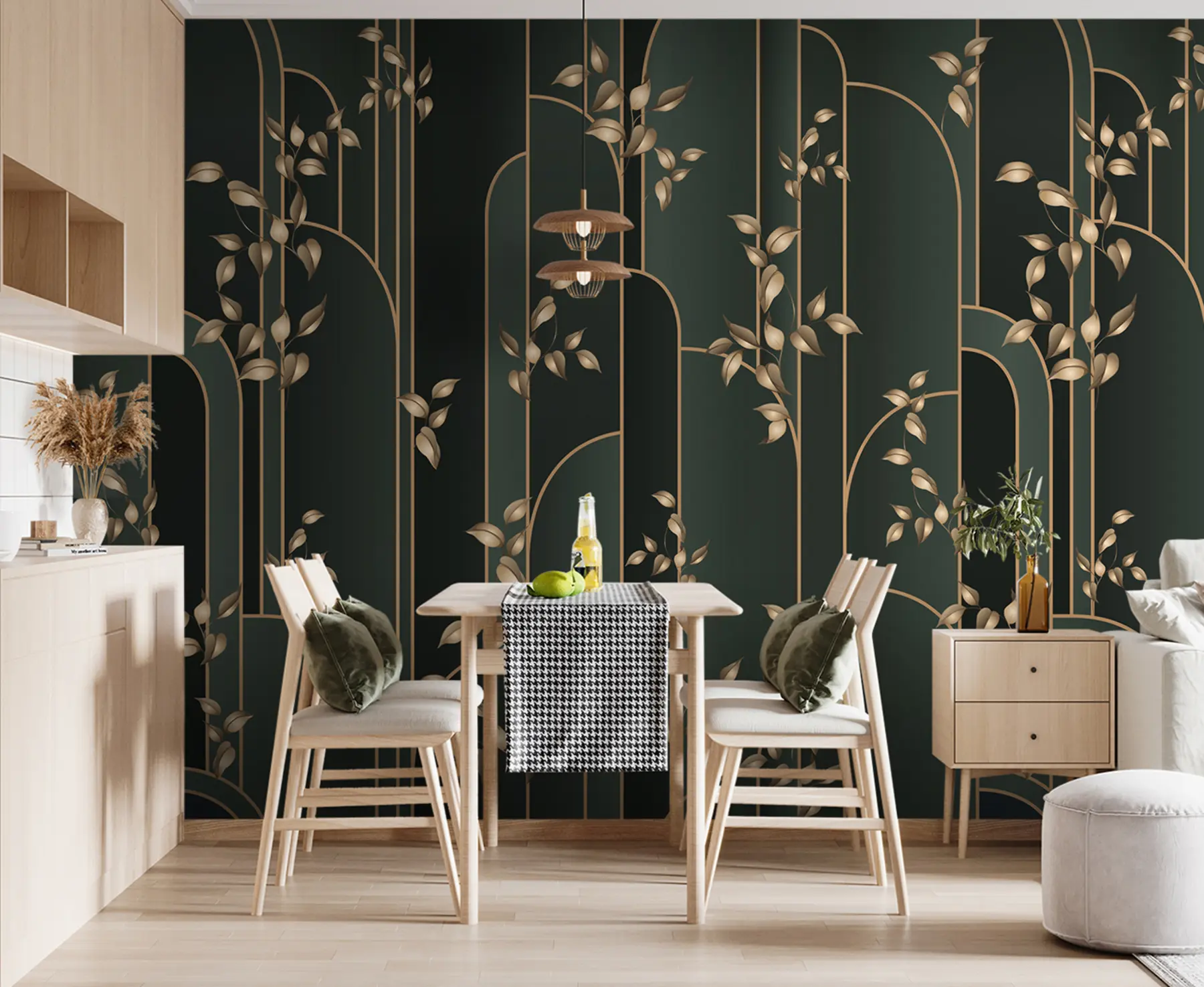 Fototapete Abstraktes Art Deco mit Blättern u95842