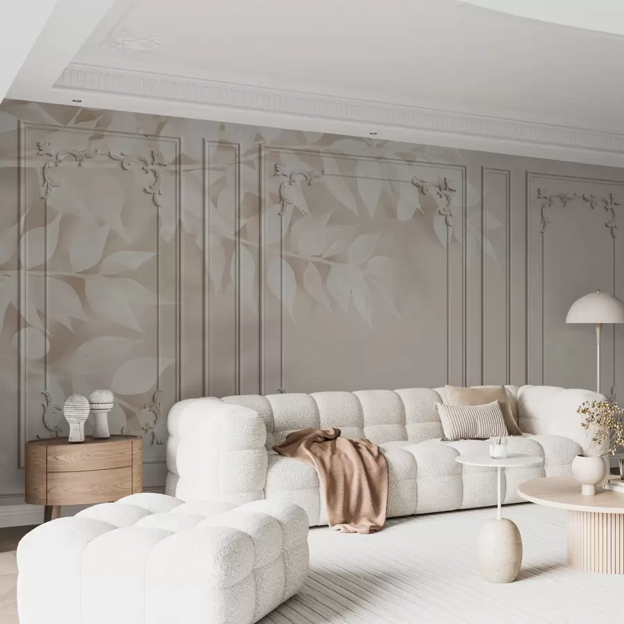 Fototapete Klassische englische Boiserie-Paneele mit Blättern u96165