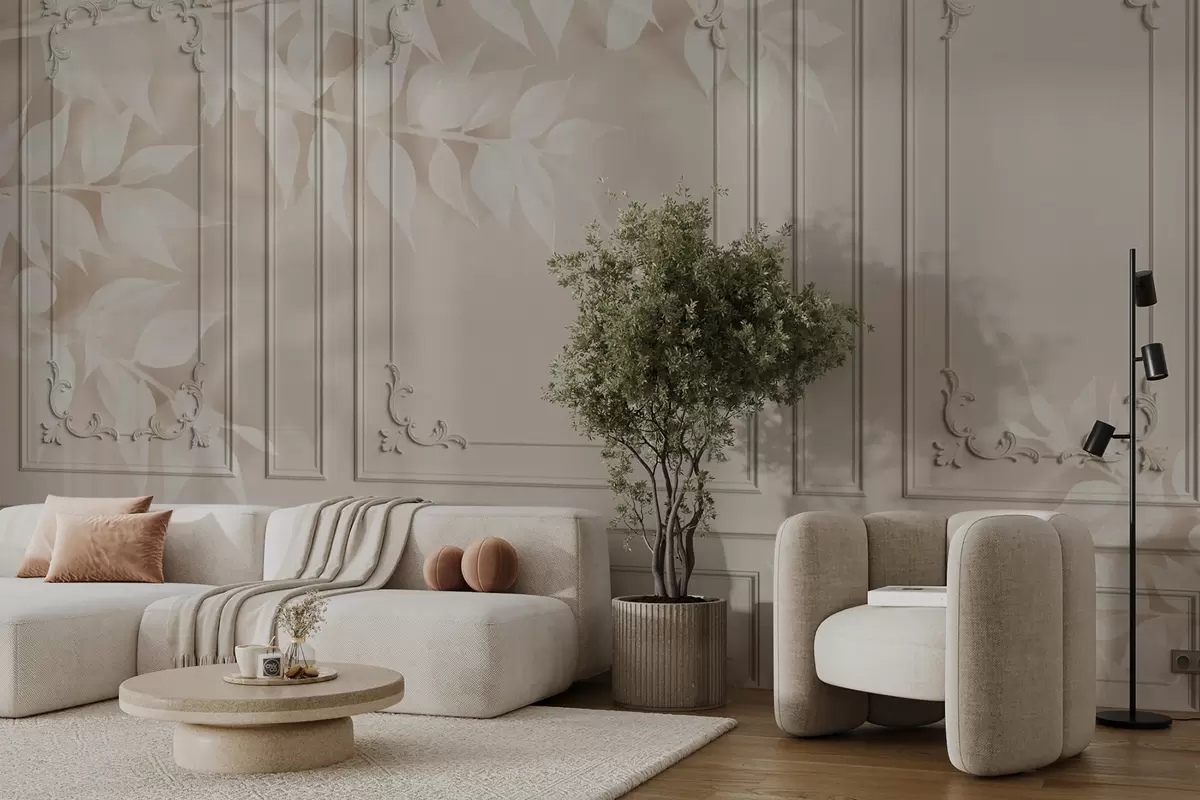 Fototapete Klassische englische Boiserie-Paneele mit Blättern u96165