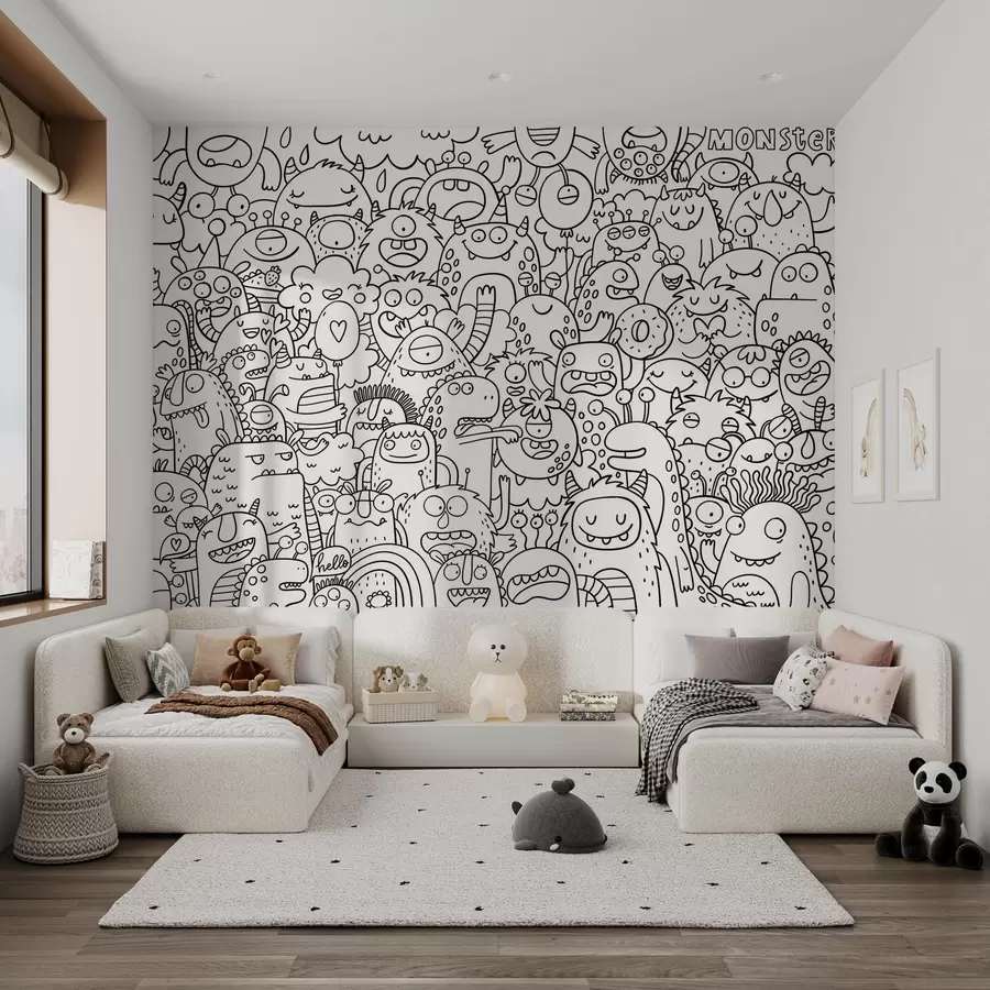 Fototapete Wallpaper Färbung Kinder lustige Monster u96393