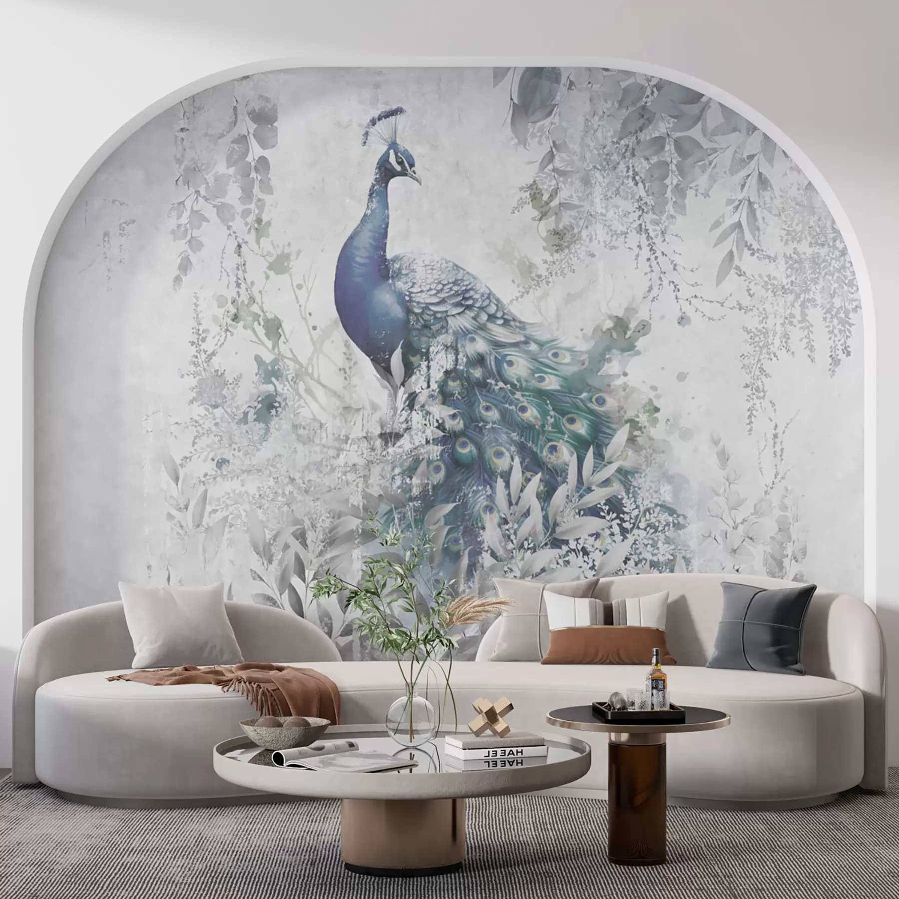 Wandbilder Fragile Pfau auf Grunge Beton Hintergrund u96727