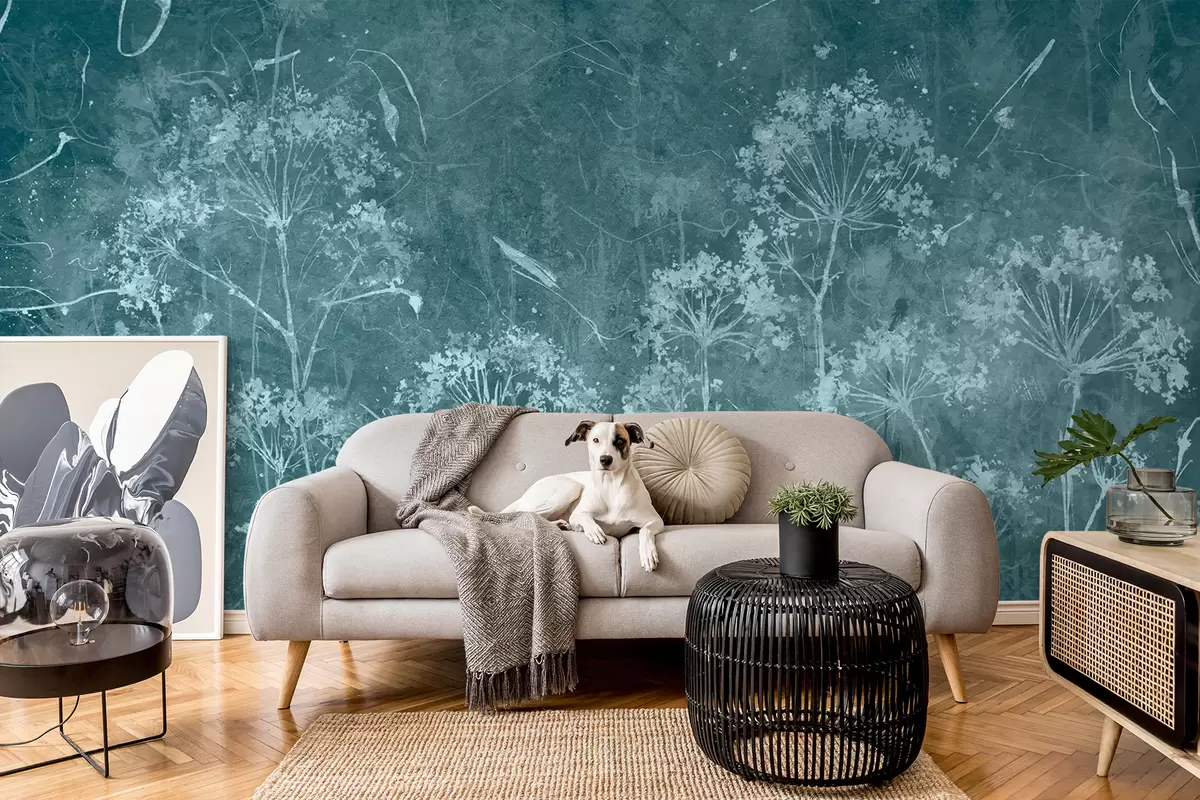 Fototapete Wildblumen im Grunge-Stil u96551