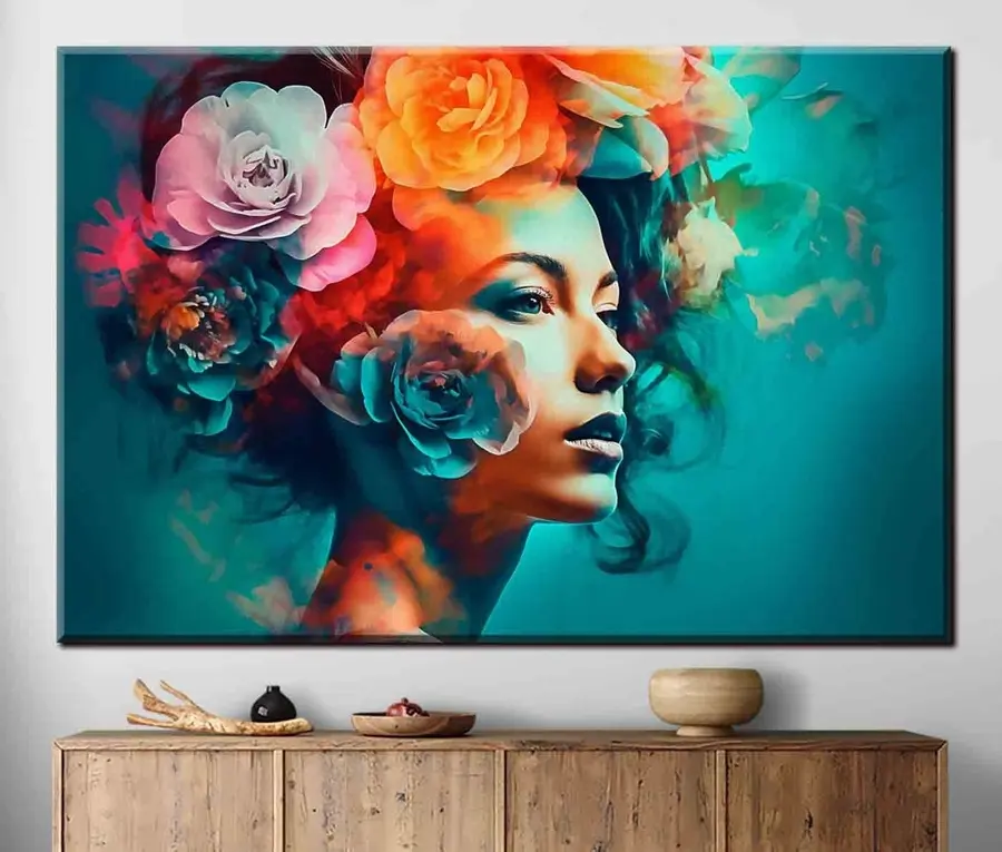 Wandbilder Blume, Lächeln und Wimper s35366