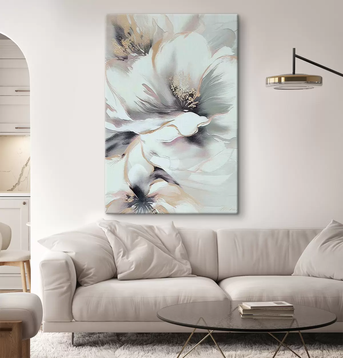 Wandbilder Blumenmuster mit Blättern, Pflanzen und Bambus s35428