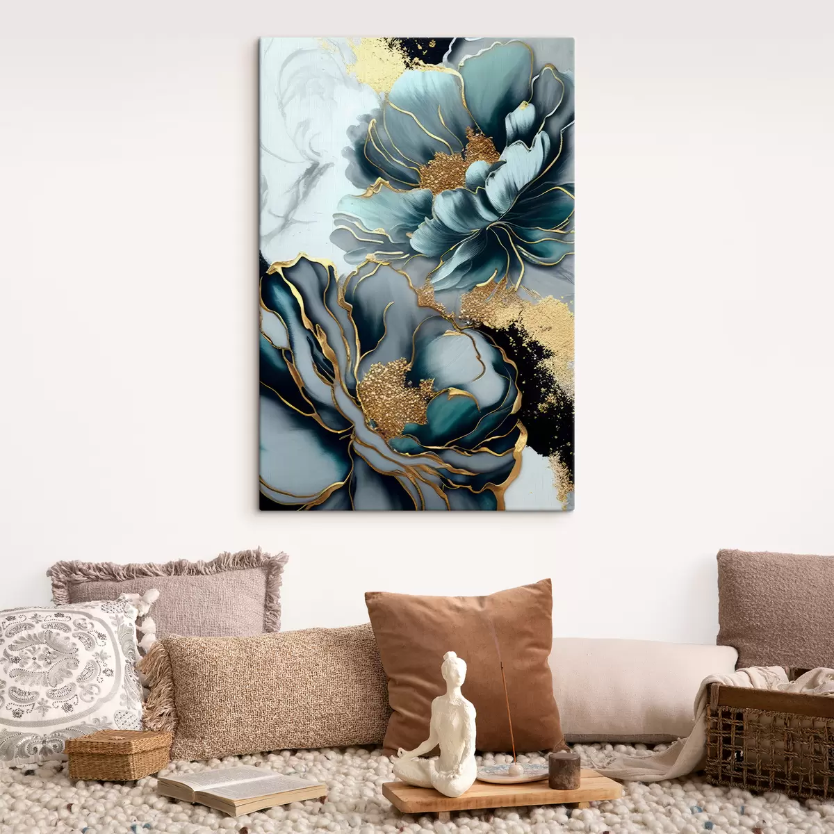 Wandbilder Blaue Blumen mit Konturen s35447