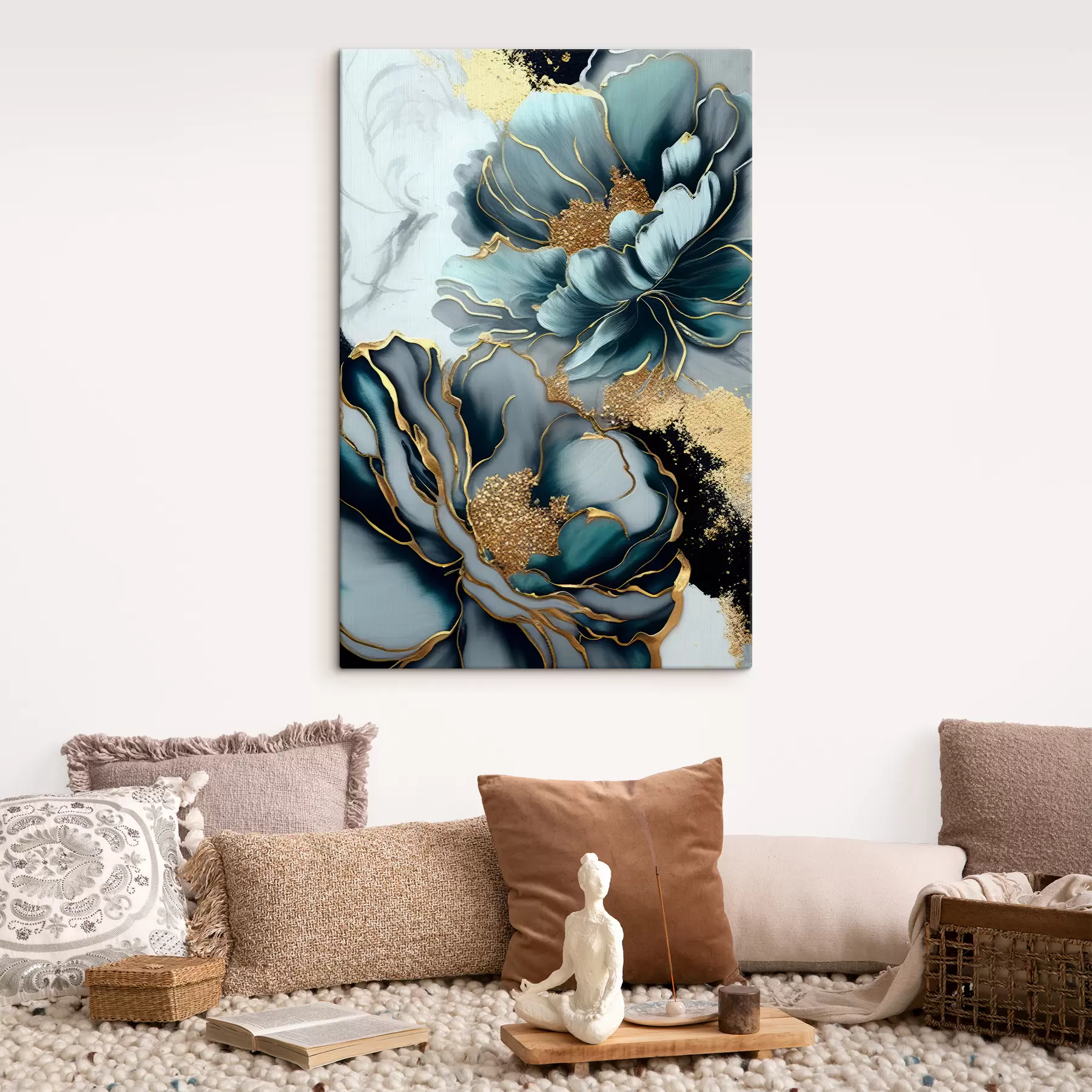 Wandbilder Blaue Blumen mit Konturen s35447