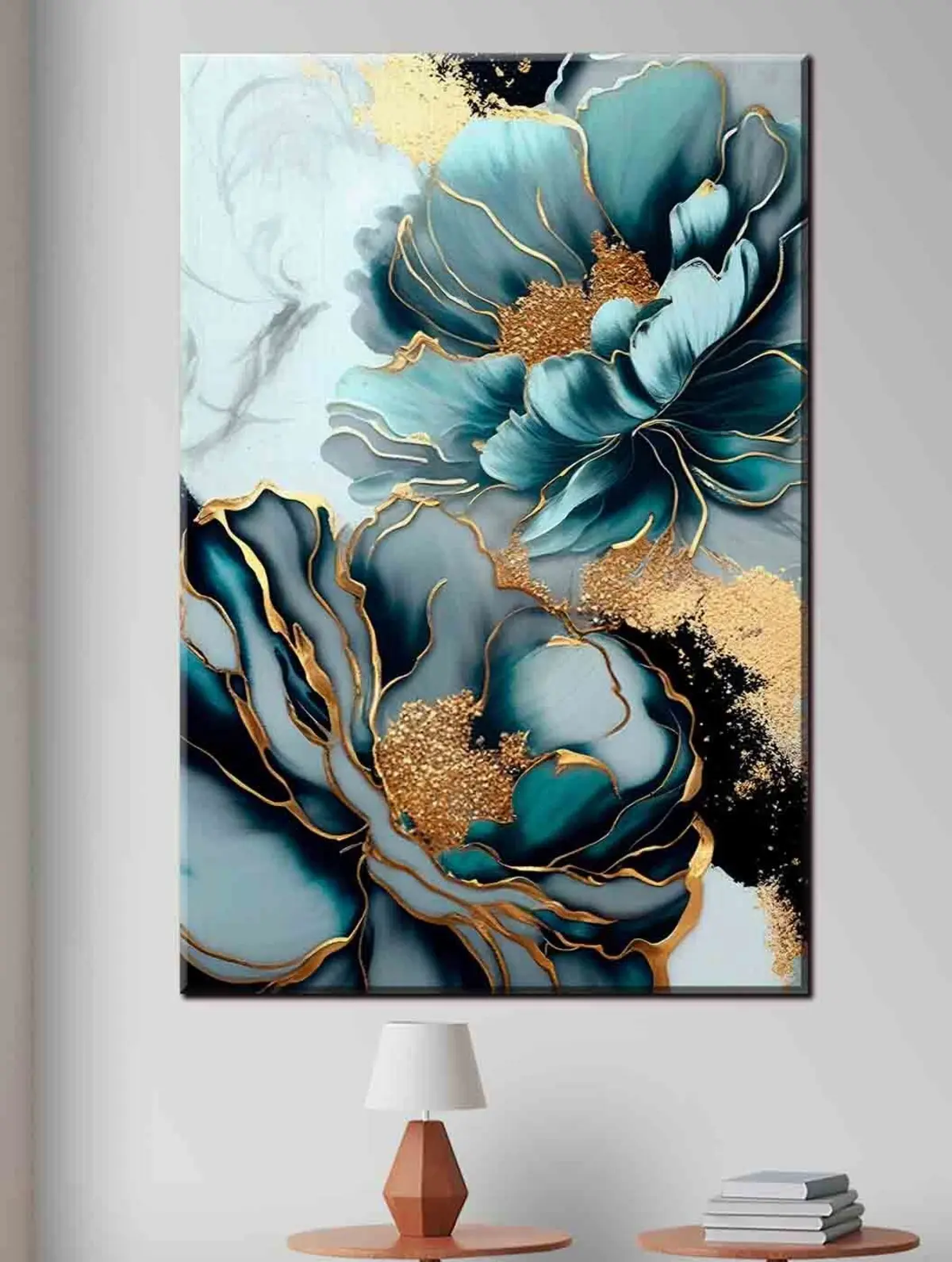 Wandbilder Blaue Blumen mit Konturen s35447