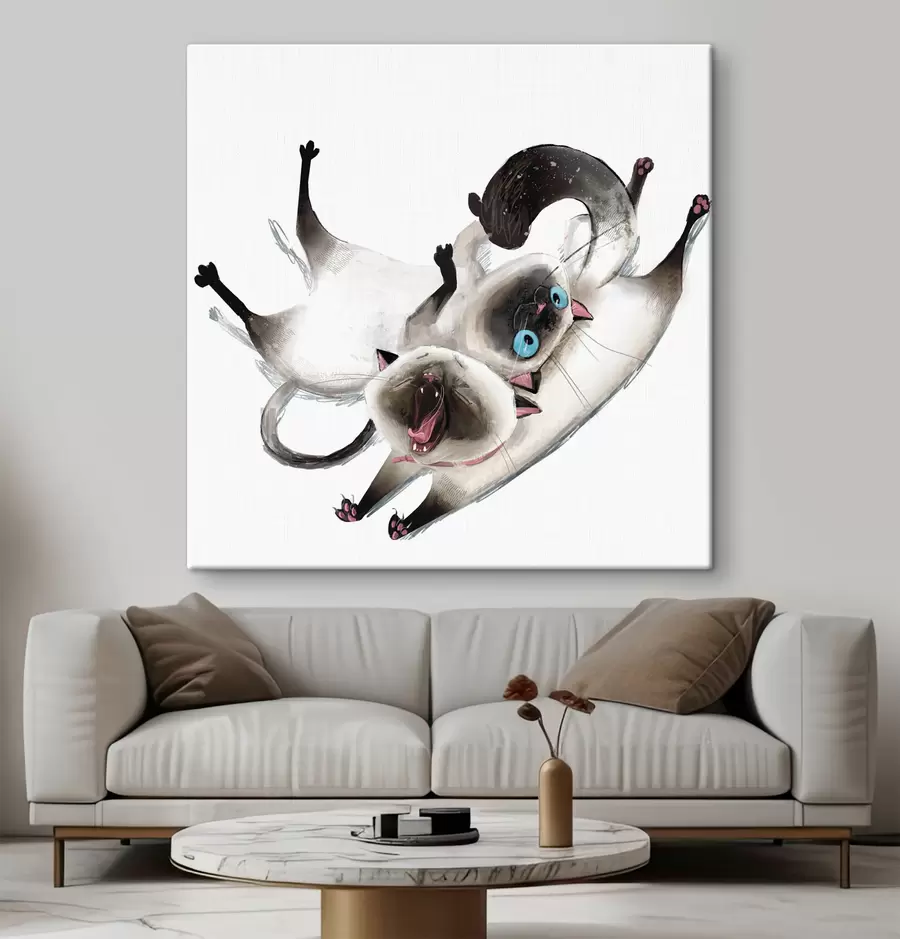 Wandbilder Verspielte Katzen, die ihre Zeit miteinander genießen s34990