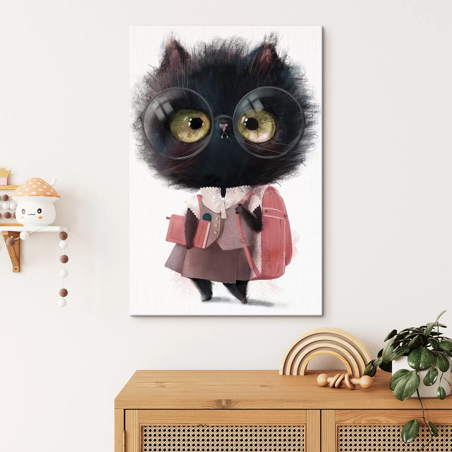 Fototapete Schlaues Kätzchen bereit für die Schule s34994