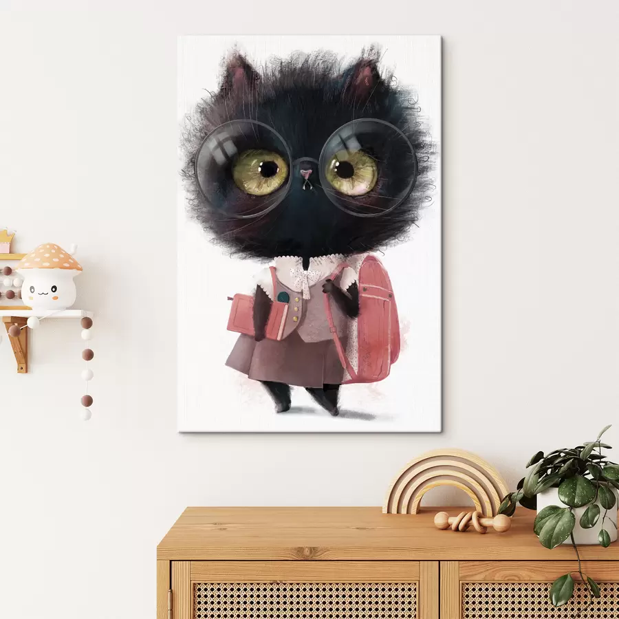 Wandbilder Schlaues Kätzchen bereit für die Schule s34994