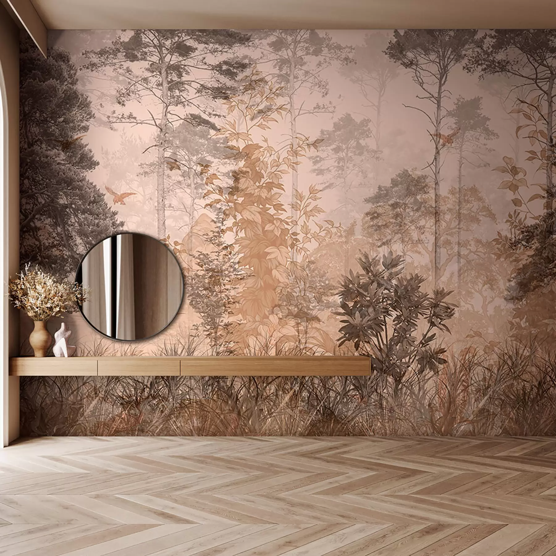 Fototapete Wald im Grunge-Stil u97057