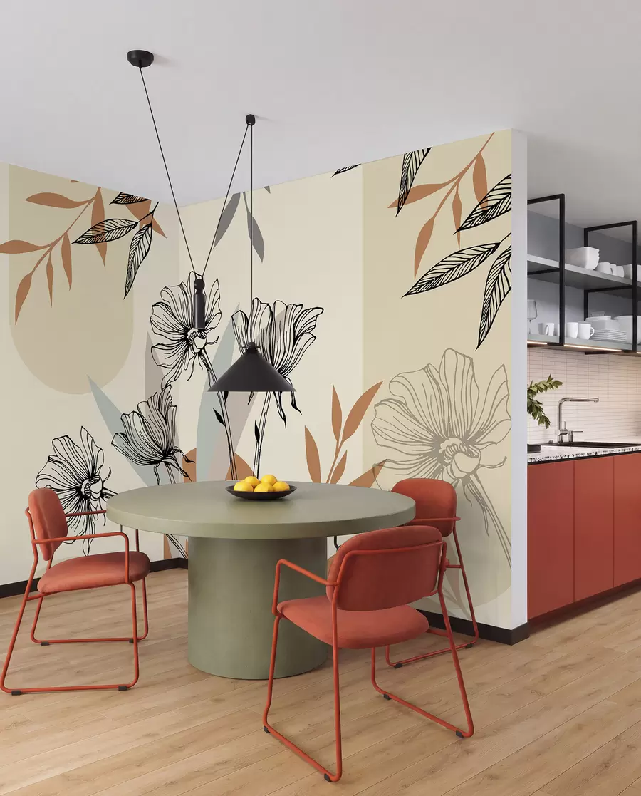 Fototapete Beliebte Tapeten im Boho-Stil mit Blumen u97028