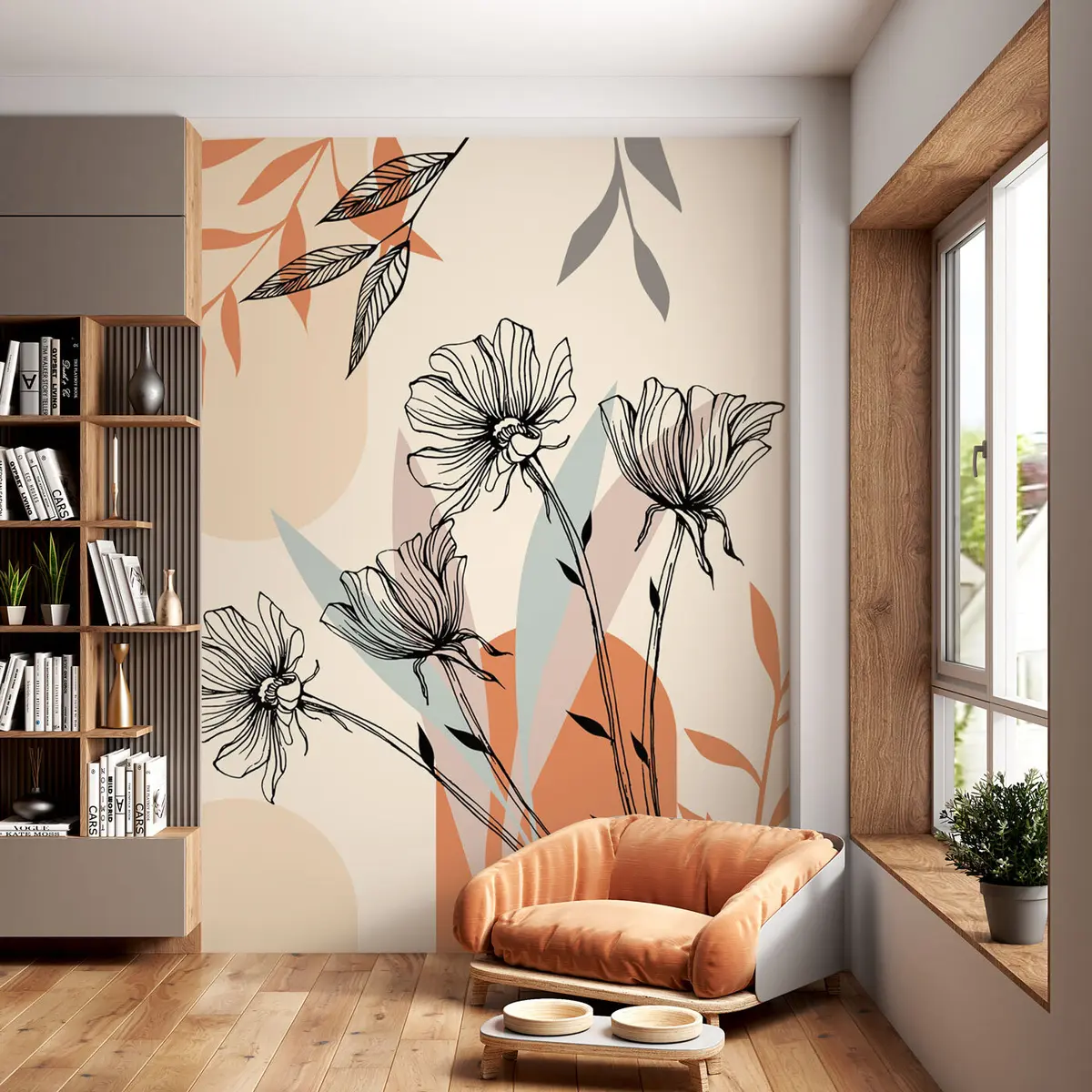 Fototapete Wiesenblumen in warmen Linien u97028