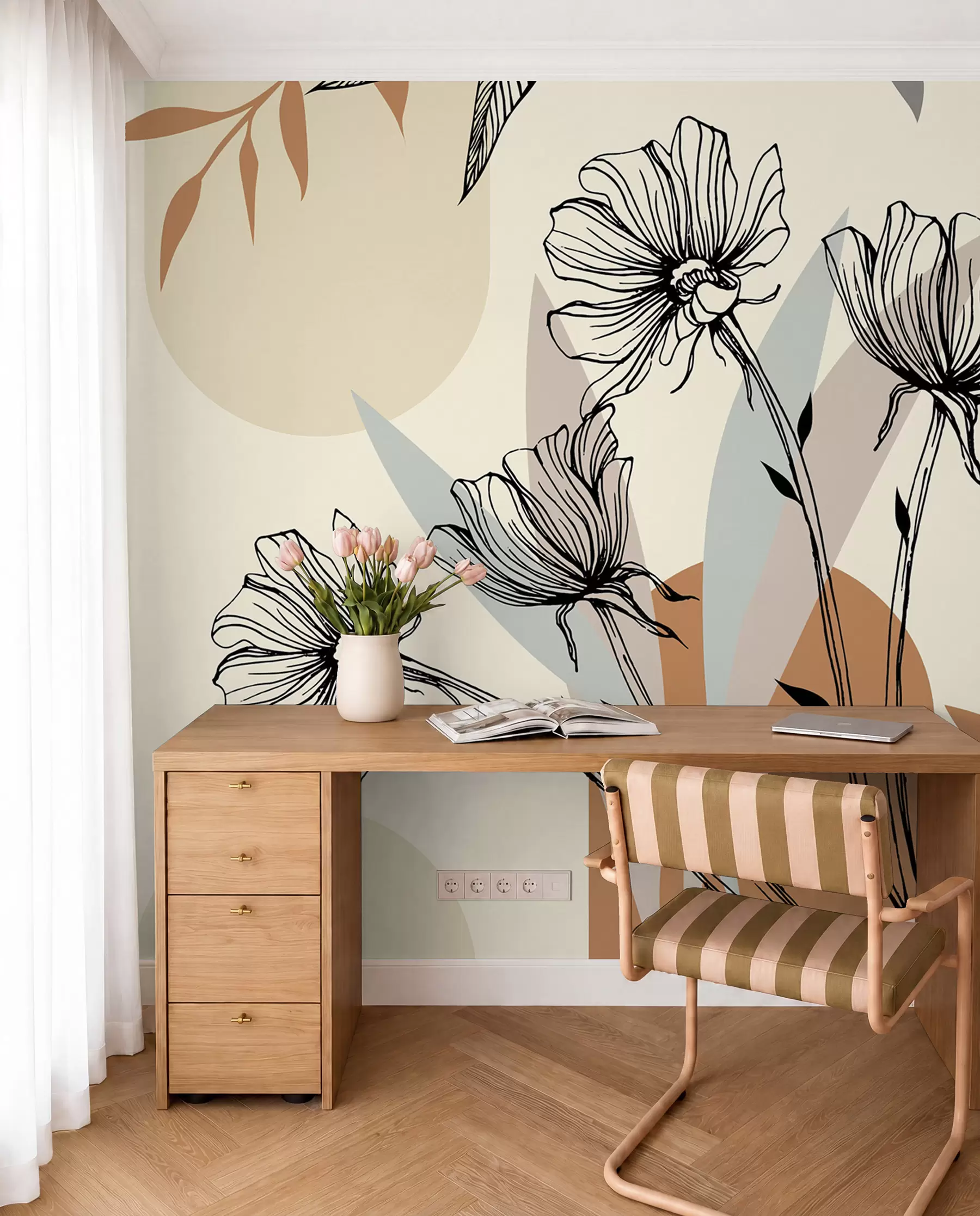 Fototapete Beliebte Tapeten im Boho-Stil mit Blumen u97028