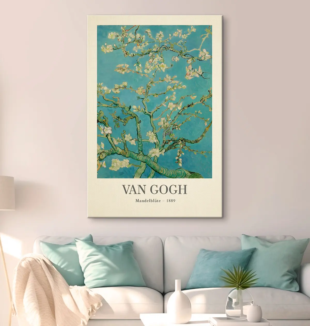 Wandbilder Blühende Zweige auf blauem Hintergrund s35610