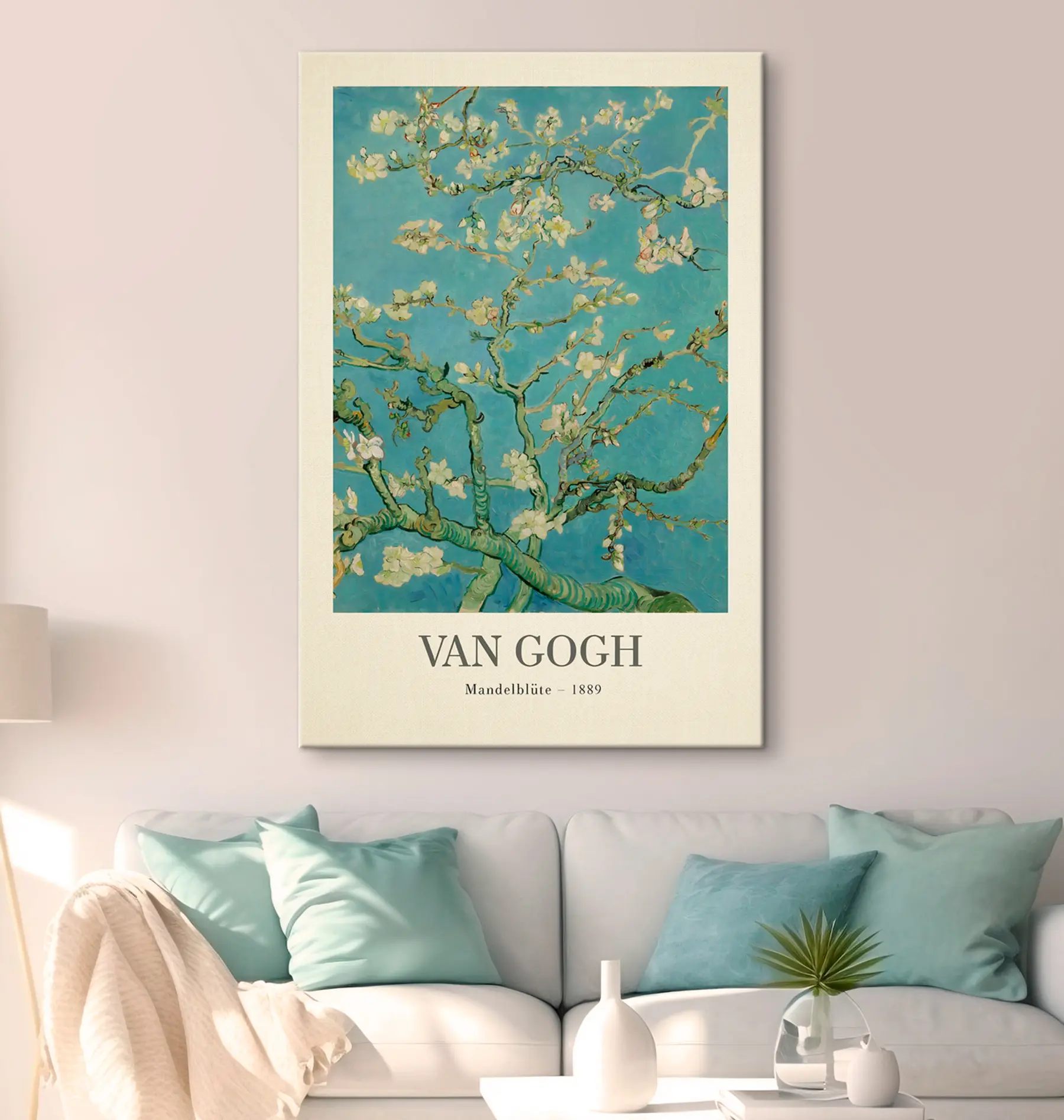 Wandbilder Blühende Zweige auf blauem Hintergrund s35610