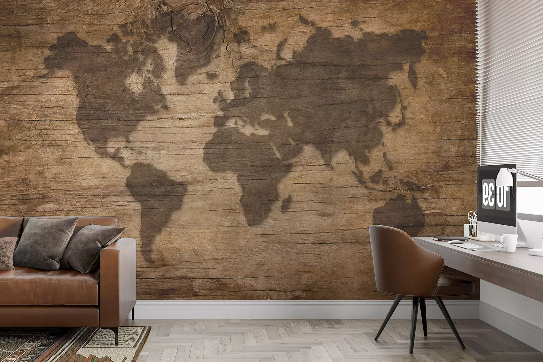 Fototapete Weltkarte auf Holzhintergrund u96820