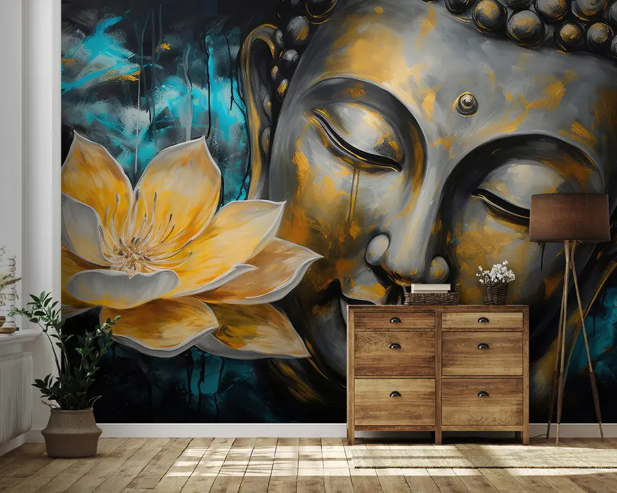 Fototapete Lotusblume und Buddha u96961
