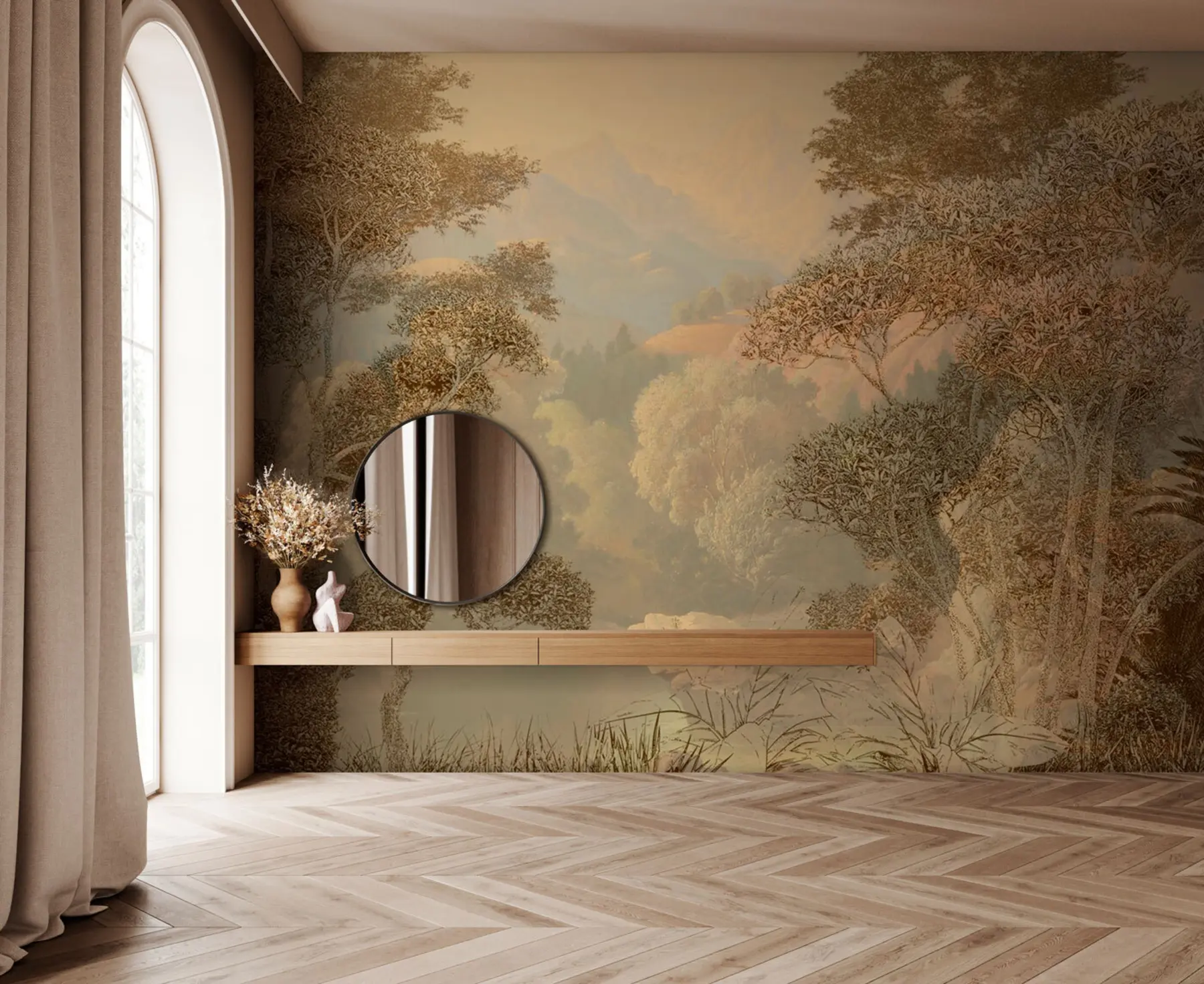 Fototapete Tropischer Wald in Brauntönen u97403