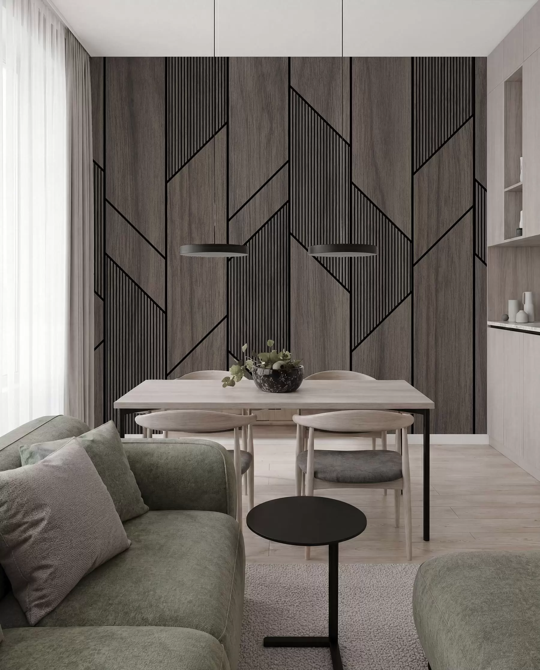 Fototapete Geometrische Paneele mit Holzstruktur u97427