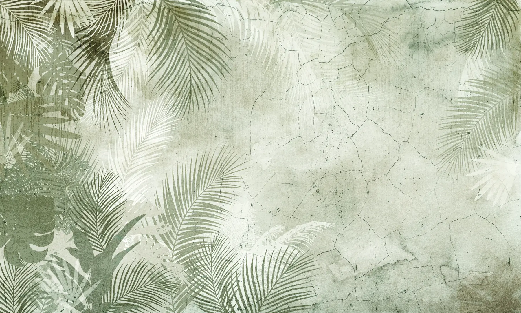 Fototapete Grüne 3D-Blätter im Grunge-Stil u73583v3