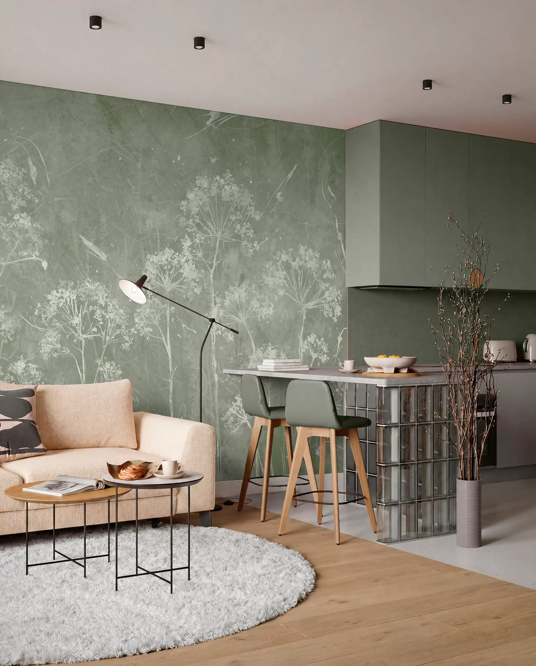 Fototapete Wilde Blumen im Grunge-Stil u96551v1