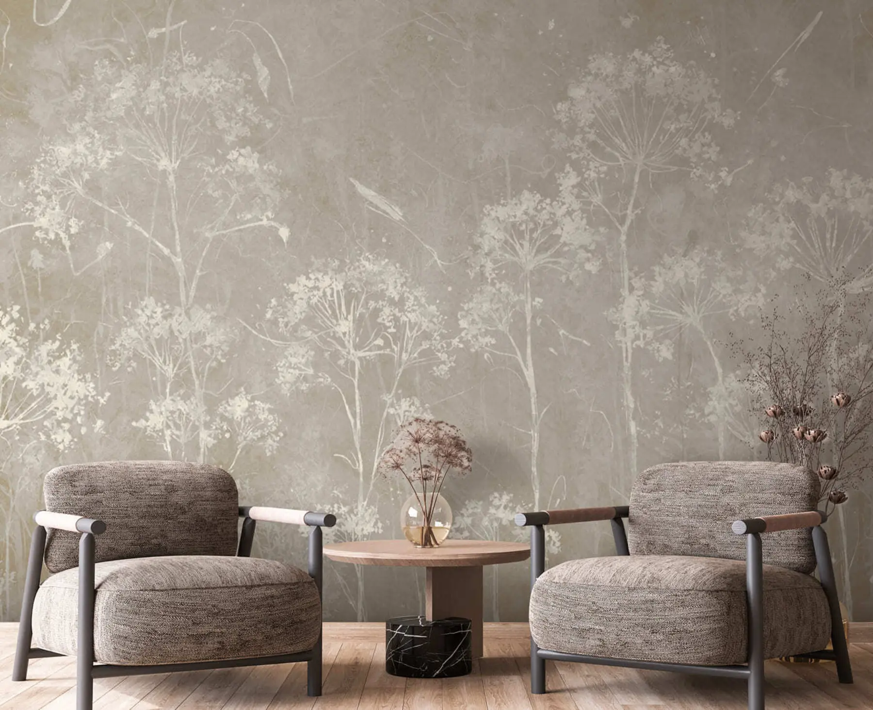 Fototapete Wilde Blumen im Grunge-Stil u96551v2