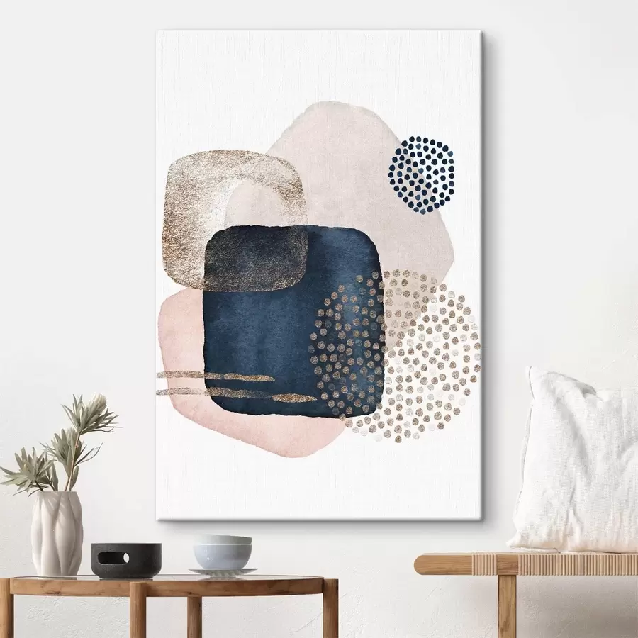 Wandbilder Beige und blaues Rouge auf weißem Hintergrund s35989