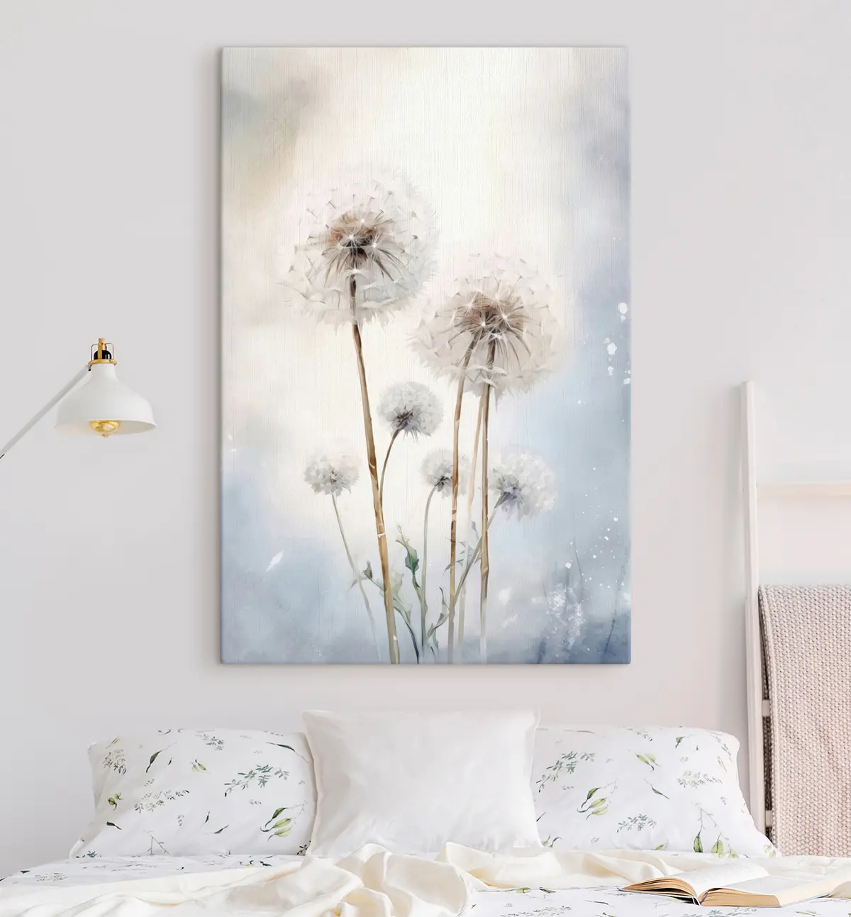 Wandbilder Weiße, flauschige Aquarell-Löwenzahn s35907