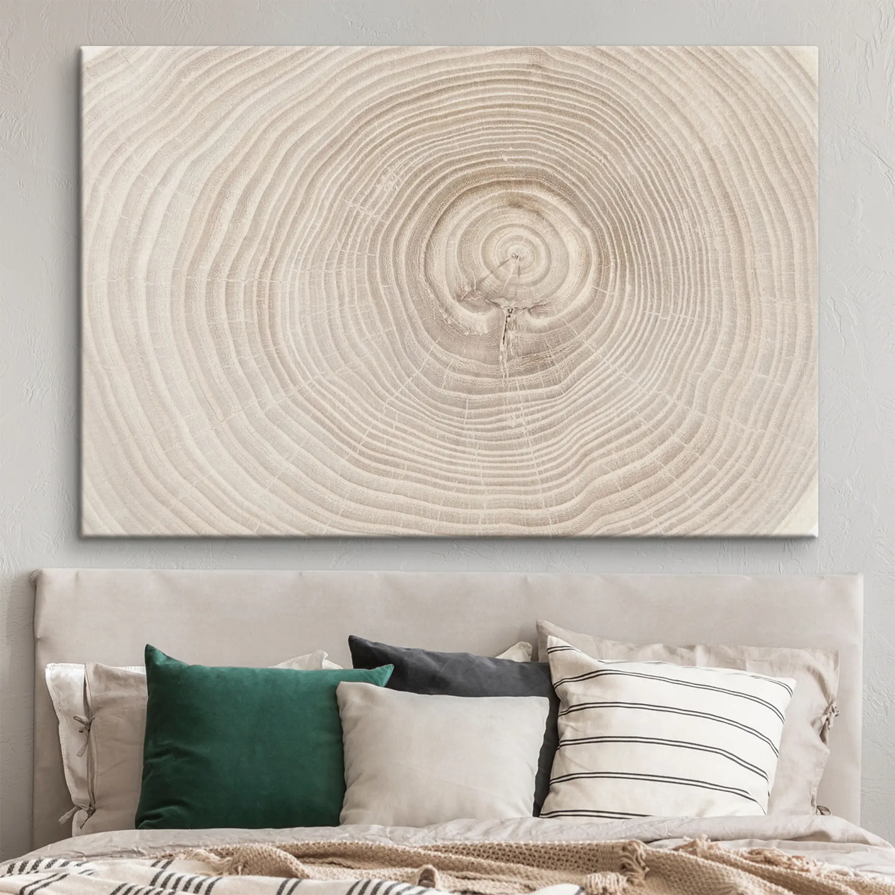 Fototapete Ring aus geschnittenem Holz in sanften Tönen s36005