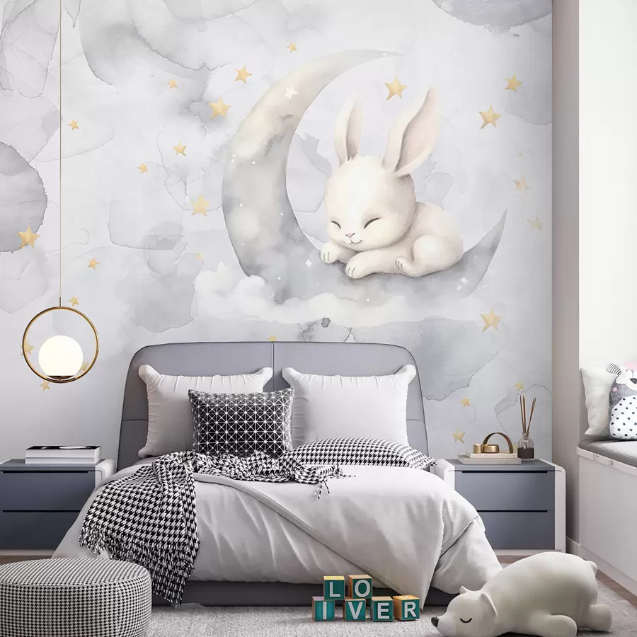 Fototapete Schlafender Hase in Aquarell u97739