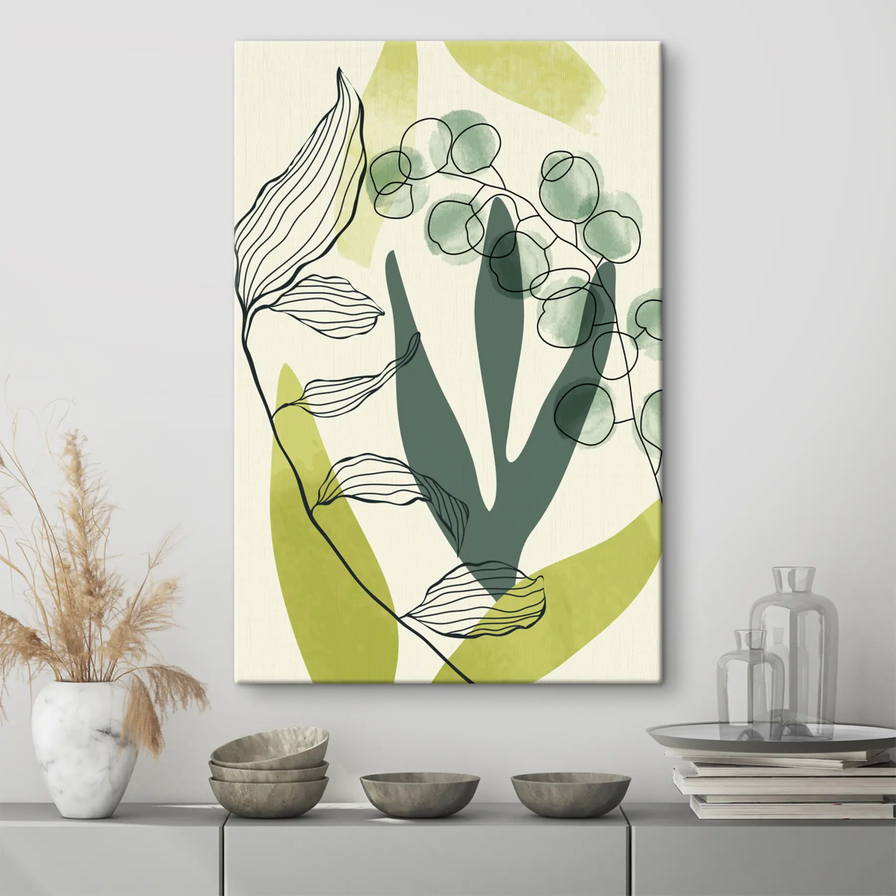 Fototapete Abstraktes Aquarell Blumen und Blätter s36133