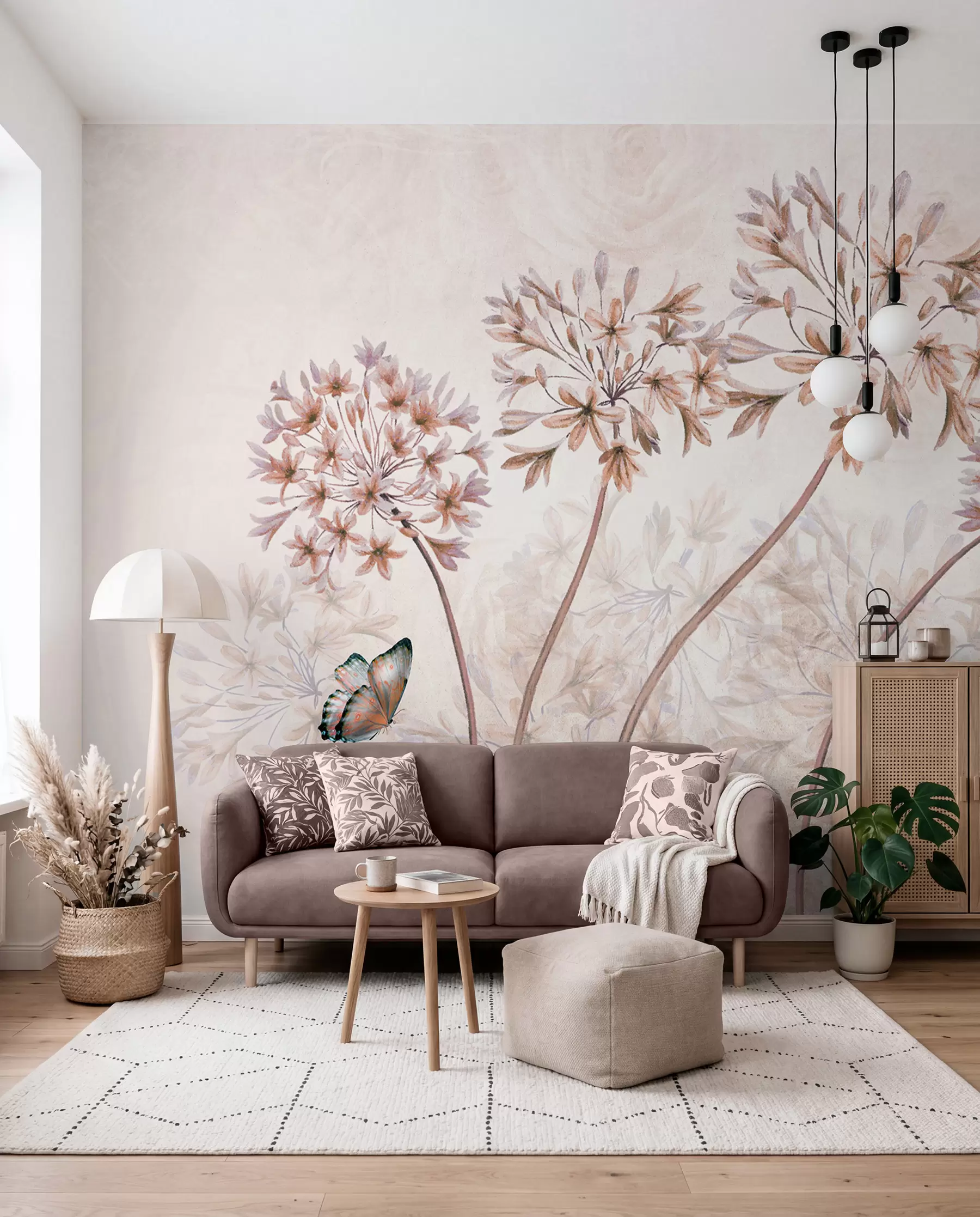 Fototapete Pflanze, Blume und Blau in braunen Farben u35495v1