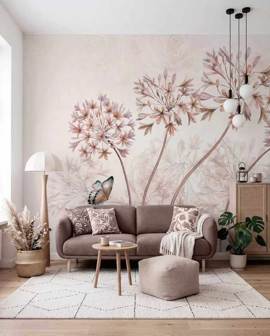 Fototapete Pflanze, Blume und Blau in braunen Farben u35495v1