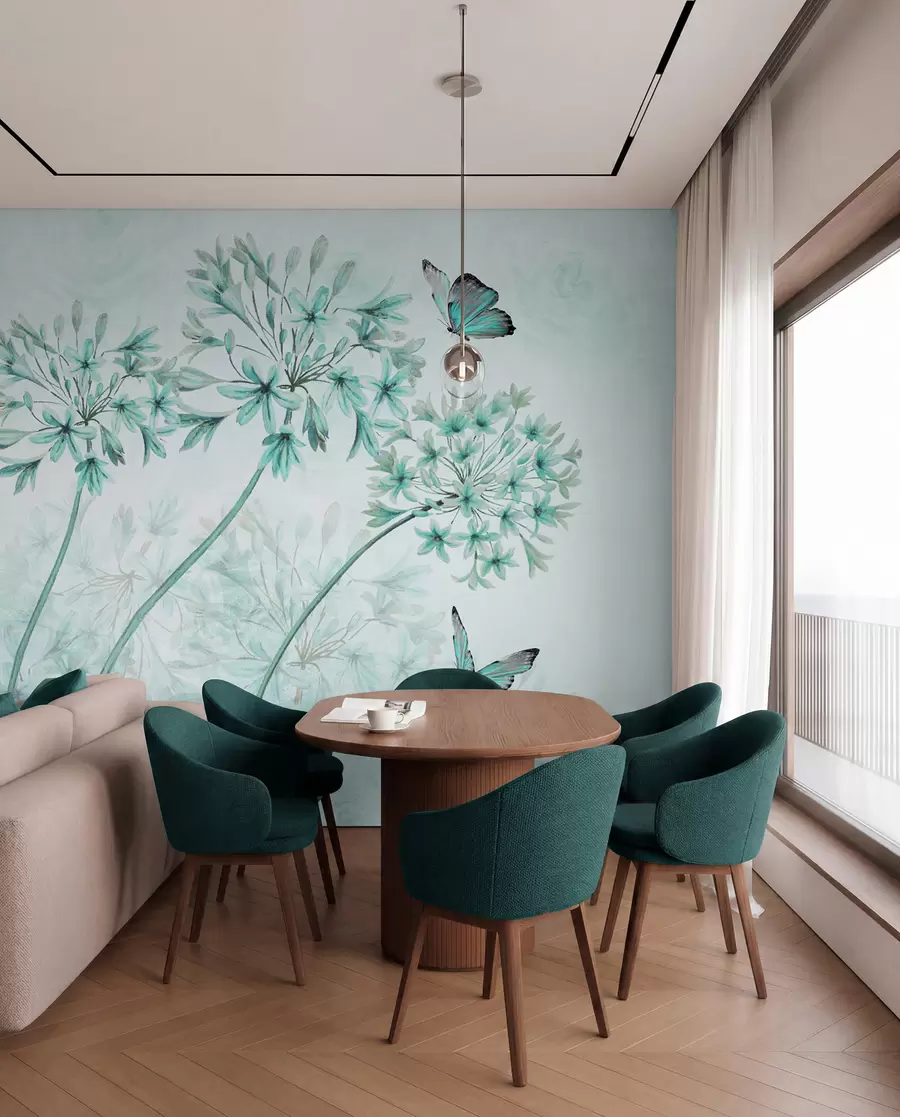 Fototapete Pflanze, Blume und Blau in blauen Farben u35495v2