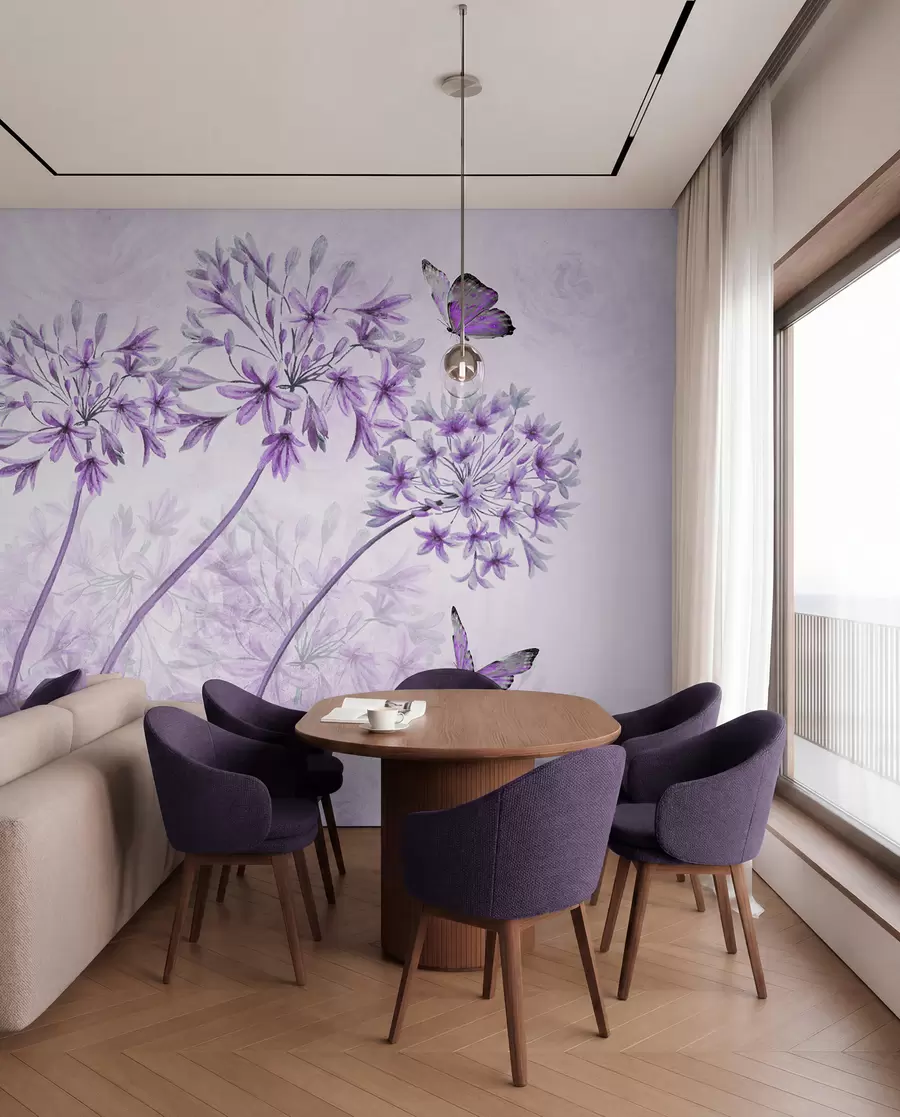 Fototapete Pflanze, Blume und Blau in rosa Farben u35495v3