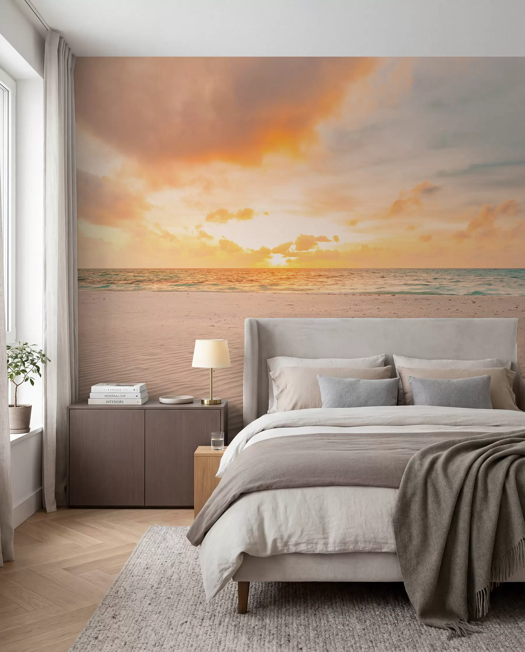 Fototapete Goldlicht auf weißem Sand u97894