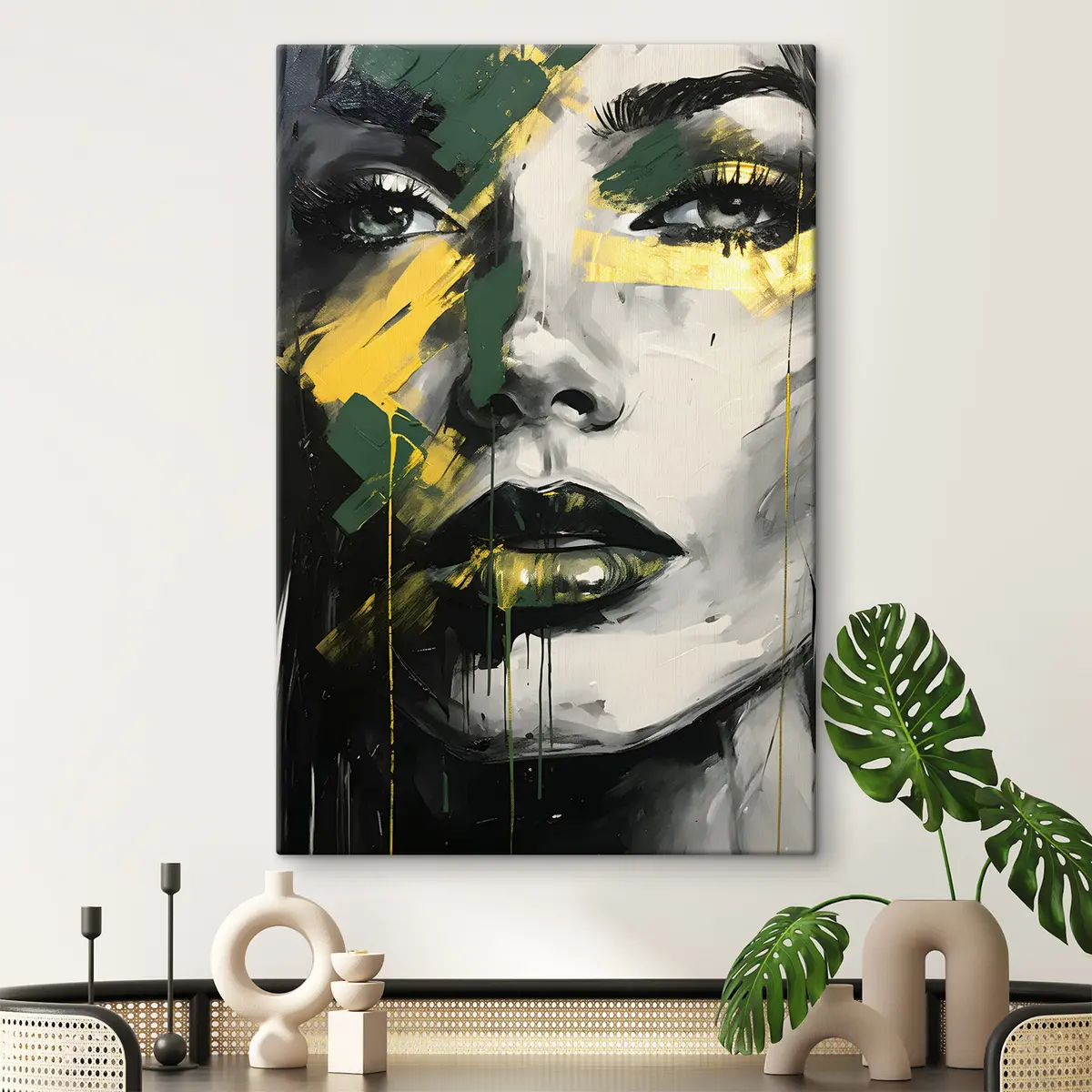 Wandbilder Weibliches Porträt mit Augen- und Lippendetails s36157