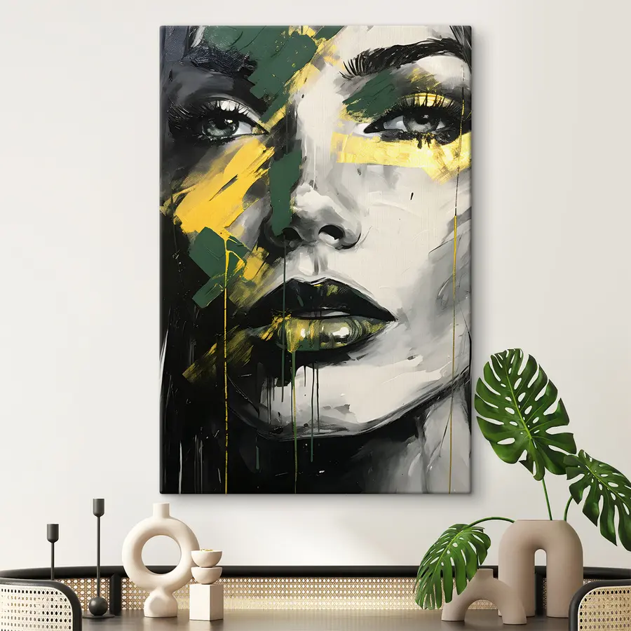 Wandbilder Weibliches Porträt mit Augen- und Lippendetails s36157