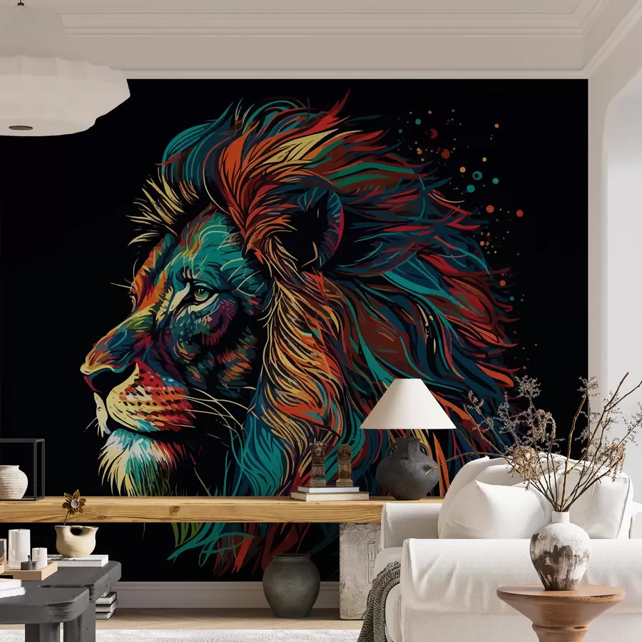 Wandbilder Bunter Löwenkopf im Pop-Art-Stil u98185