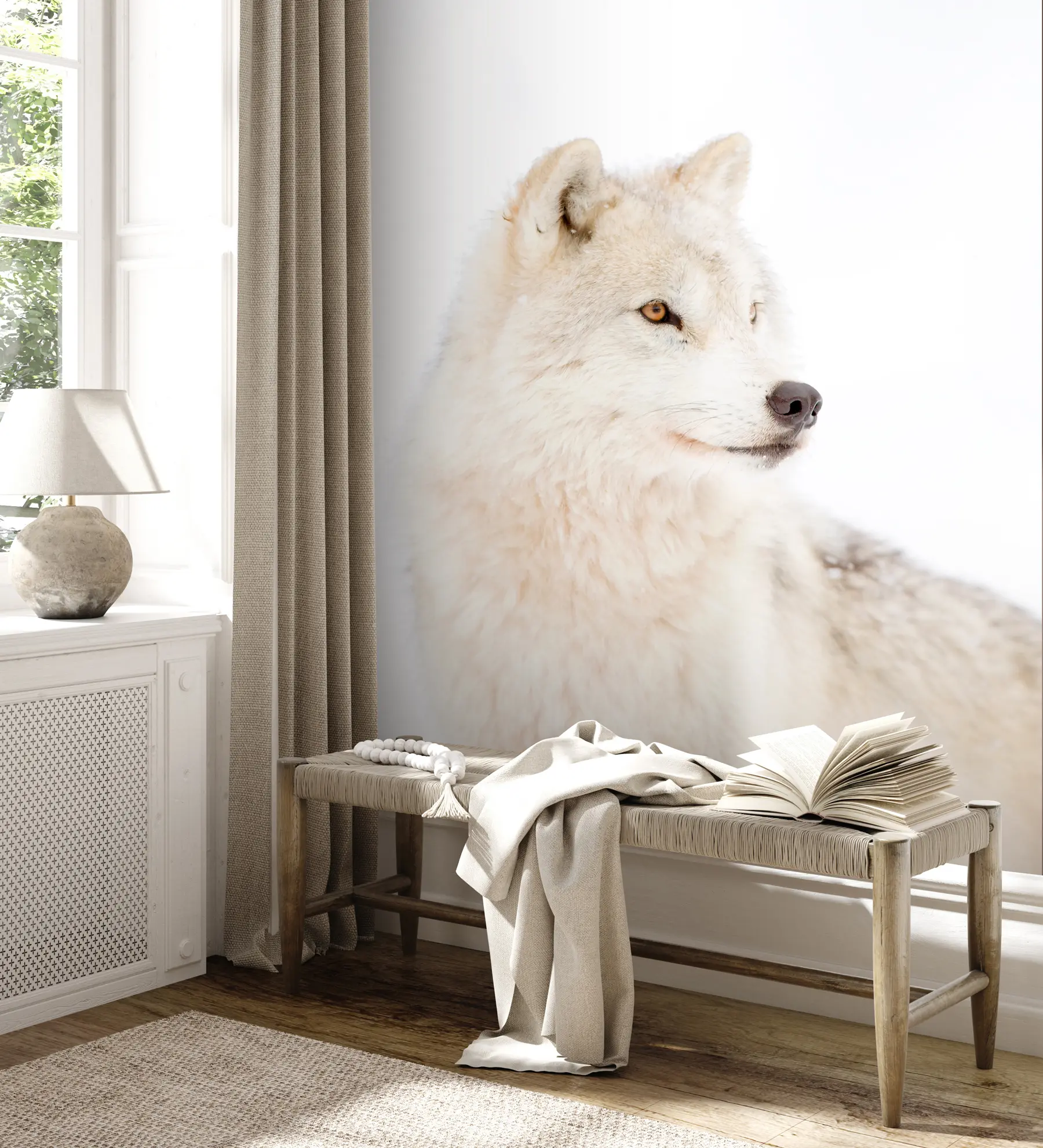 Fototapete Arktischer Wolf auf weißem Hintergrund u98189