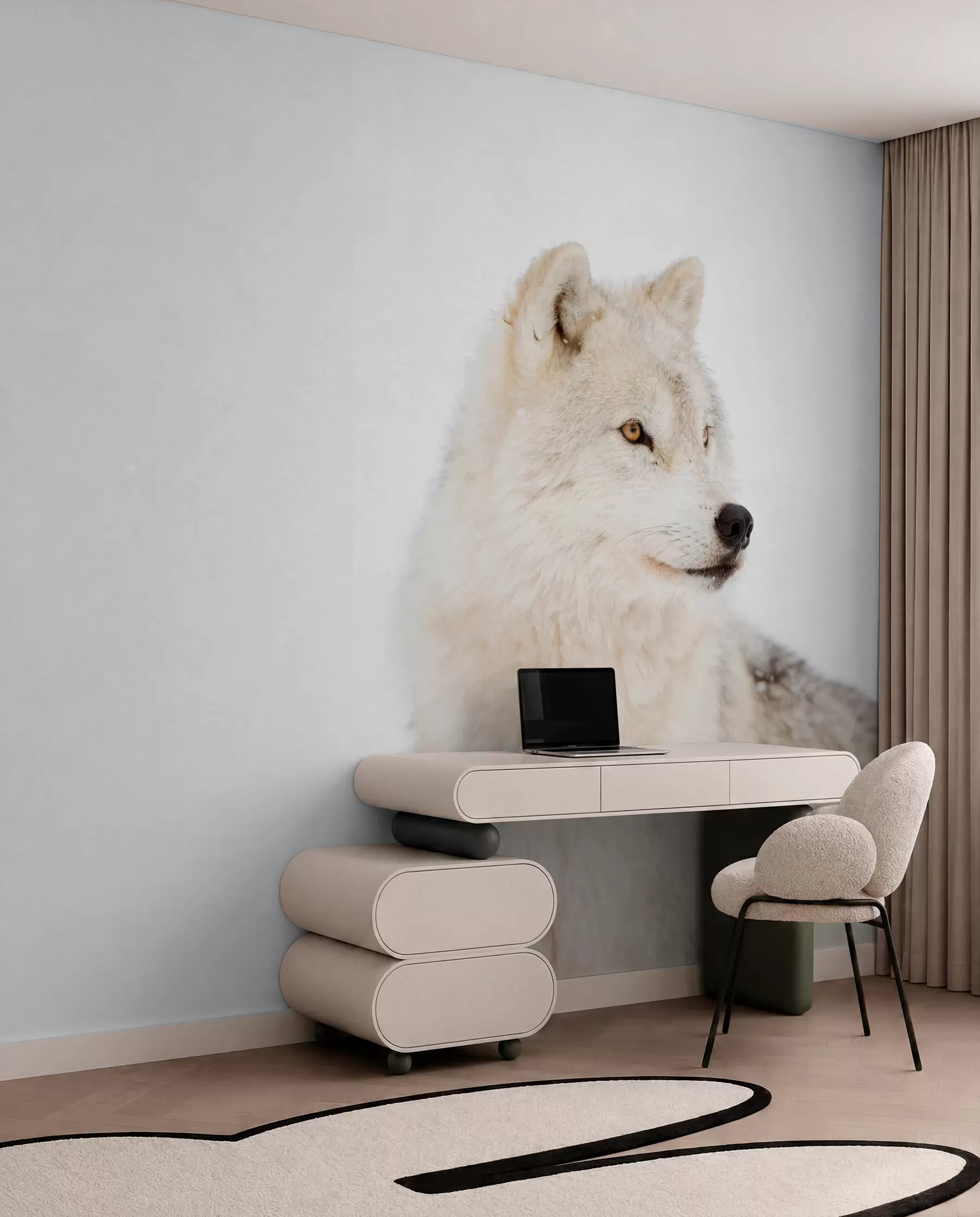 Fototapete Arktischer Wolf auf weißem Hintergrund u98189