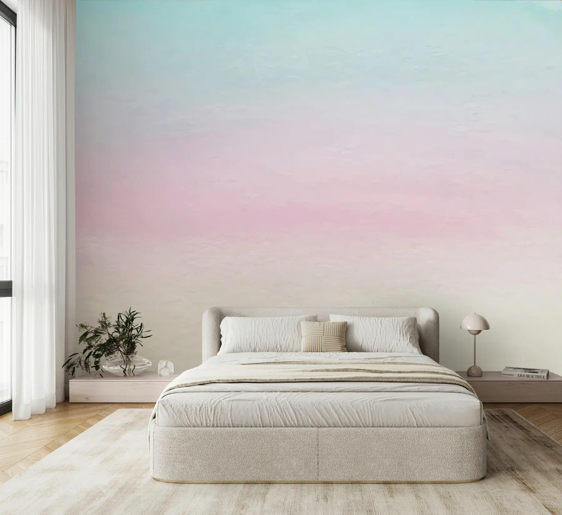 Fototapete Ombre in rosa und blauem Stil u98238