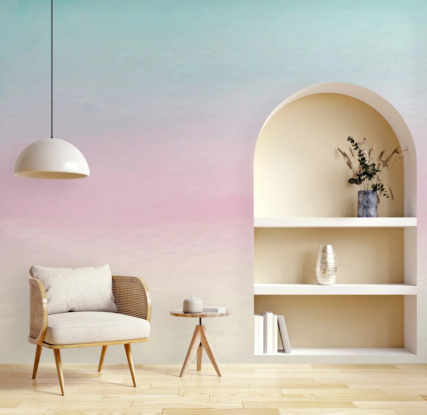 Fototapete Ombre in rosa und blauem Stil u98238