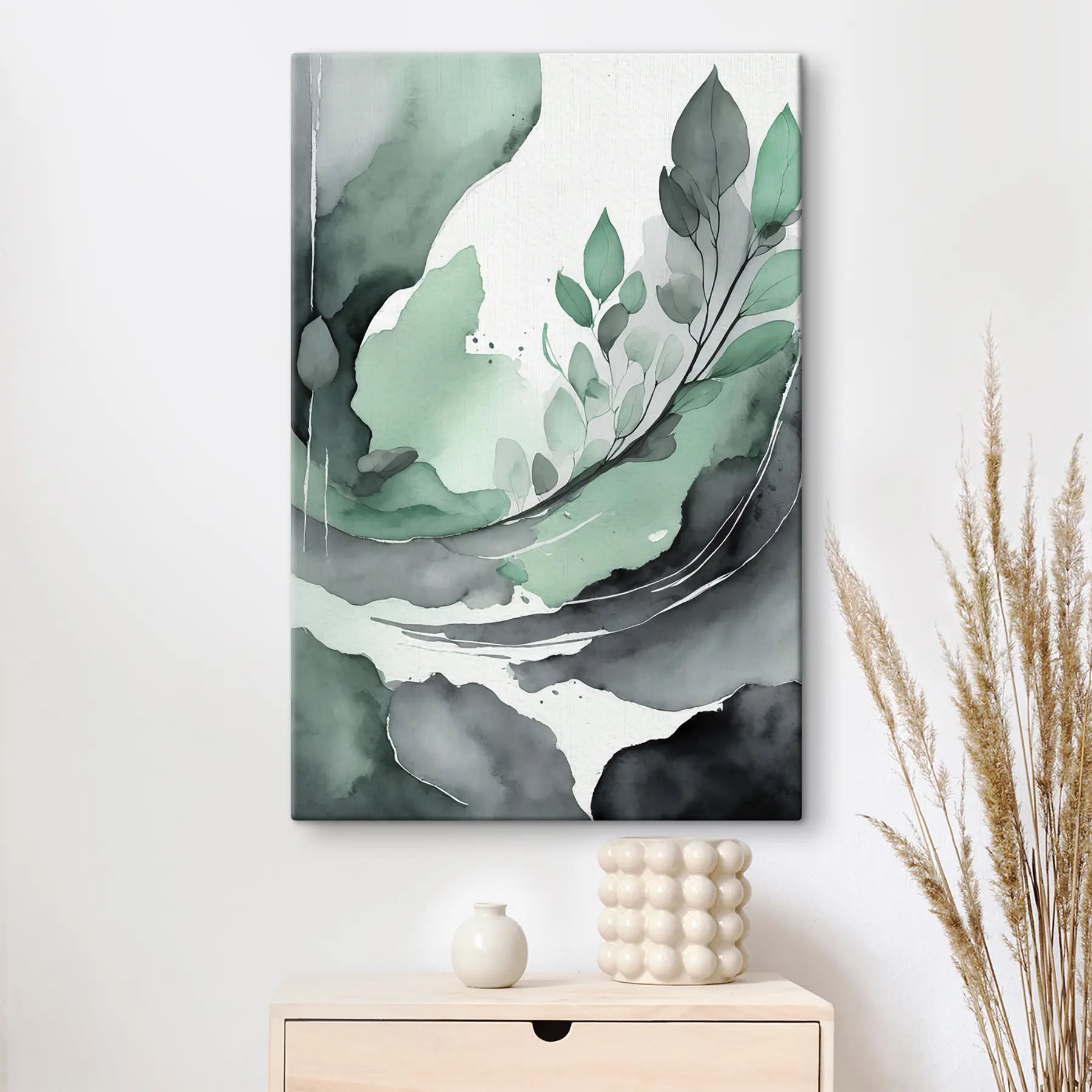 Fototapete Ruhiges Grün in fließender Harmonie s36502